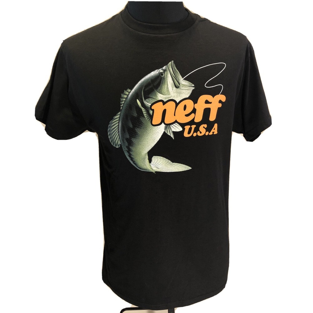 Neff USA Bass Graphic Cotton Black Short Sleeve T-shirt Men's‎ Size Medium